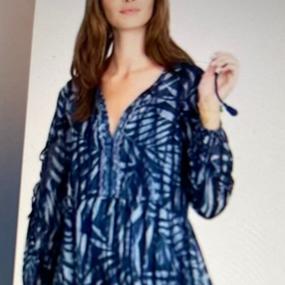 JOHNNY WAS WorkShop "Tropic Twilight" Midi Dress; Ruffle Sleeves: NWOT! MEDIUM - Picture 6 of 8